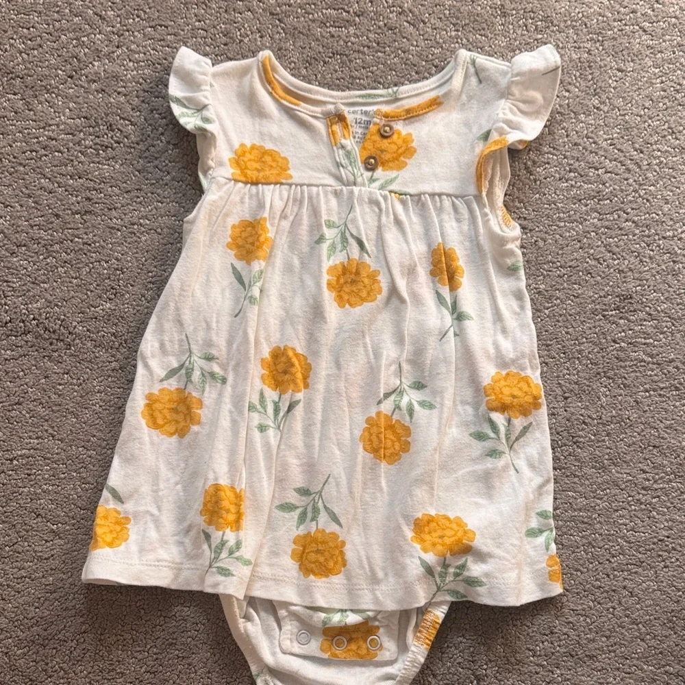 12 months floral dress onesie